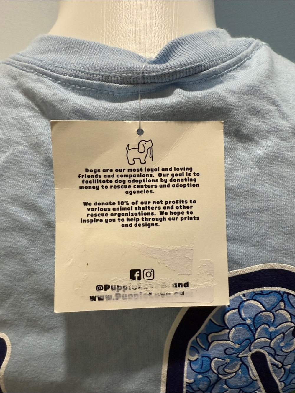 Puppie Love Light Blue Floral Dog Short Sleeve Tee - Picture 2 of 4